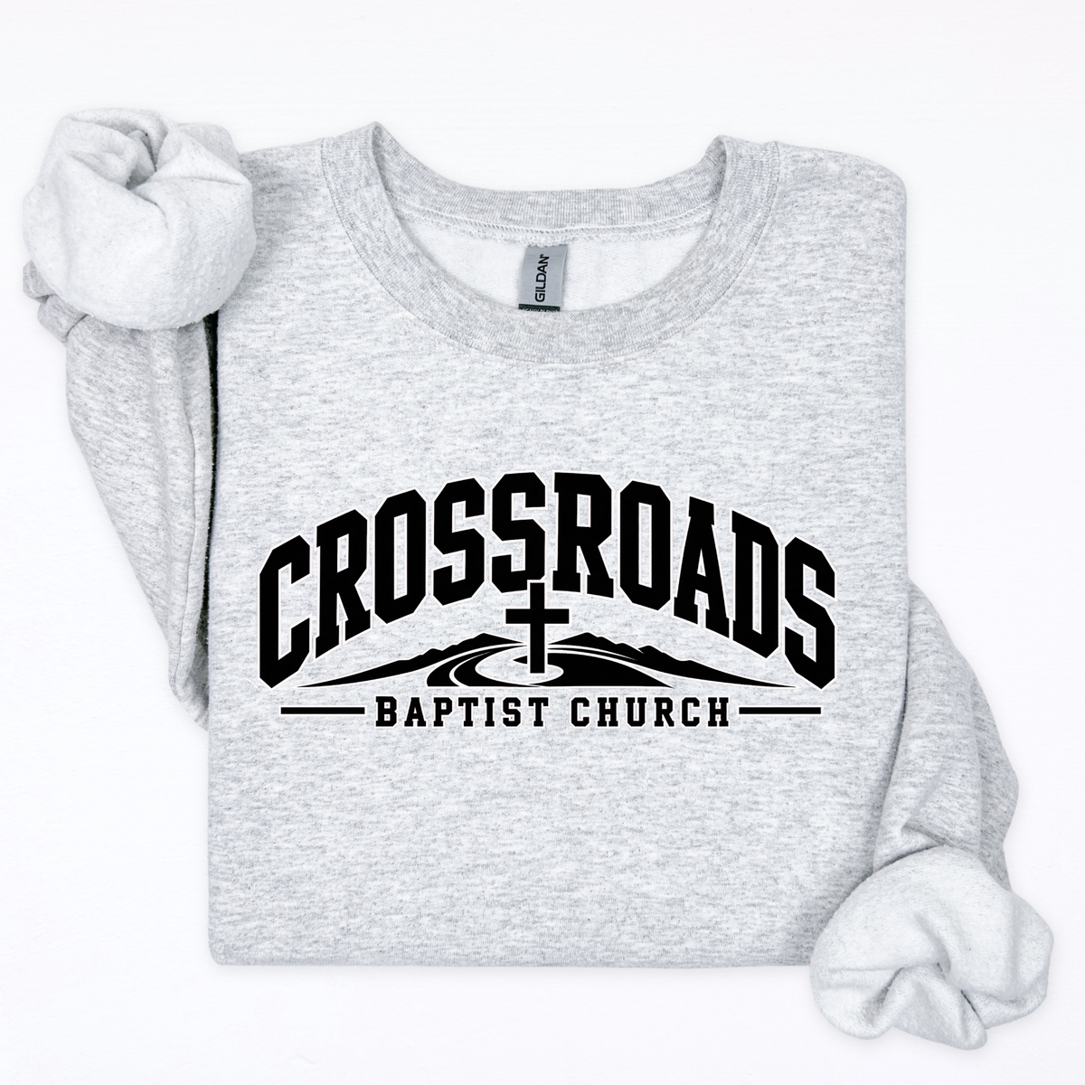Crossroads Curved- Mountains and Cross