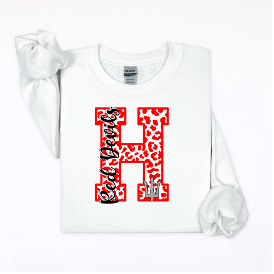 Red Devils Cheetah "H" Crew Neck Sweat Shirt