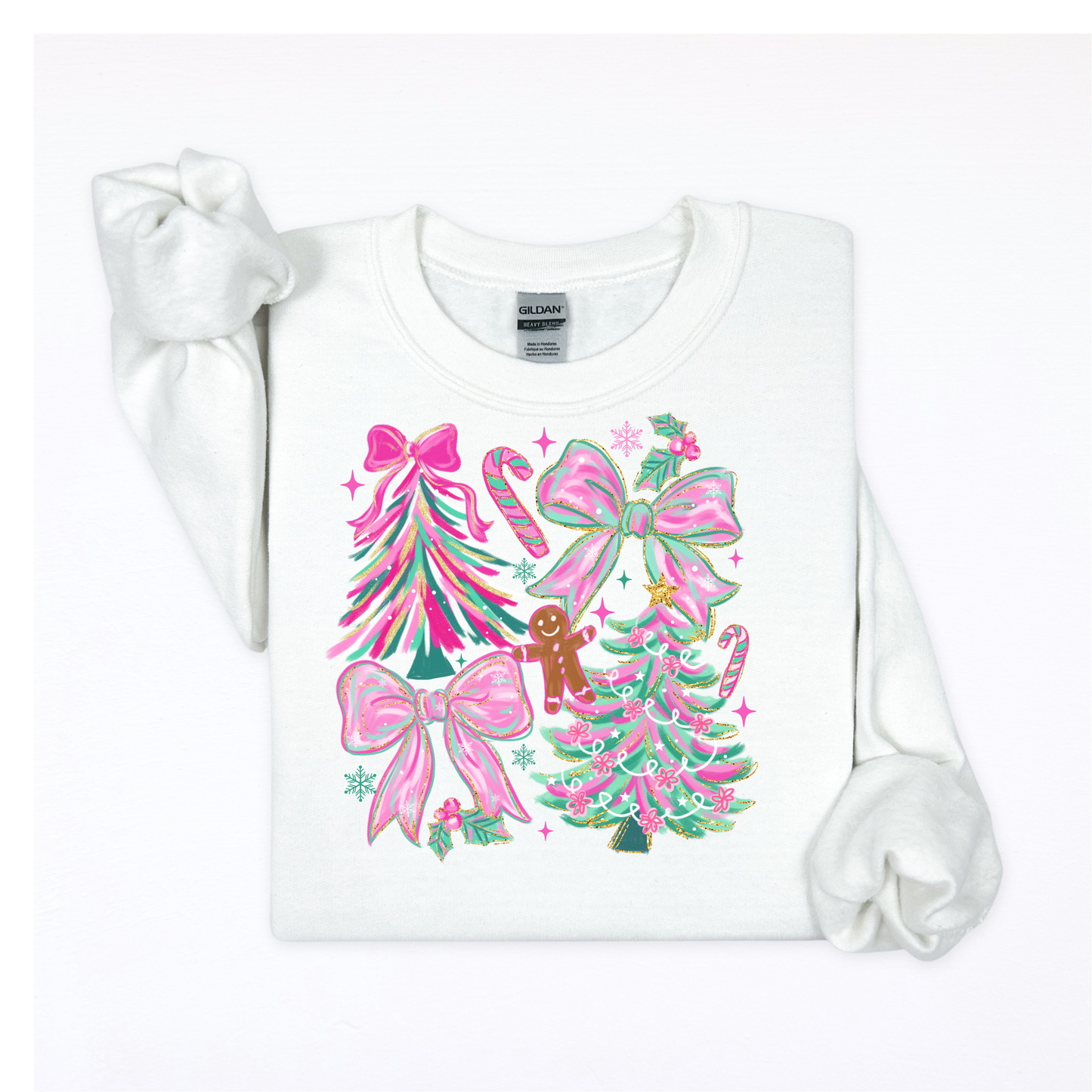 Pink and Green Christmas Crew Neck