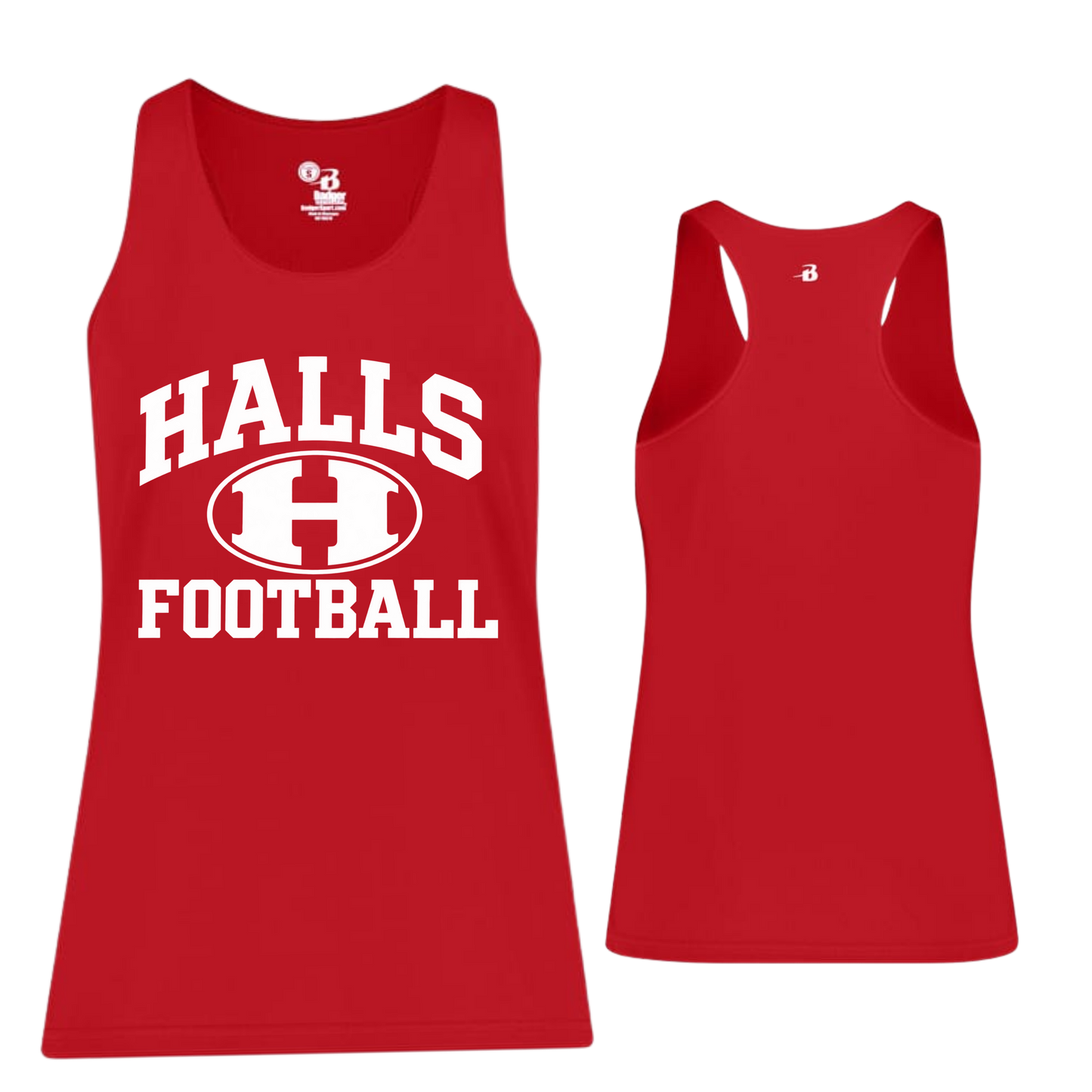 Halls Football Logo Tank Top-Badger Brand