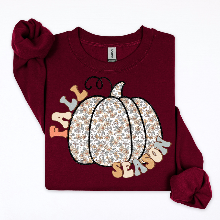 Fall Season Floral Pumpkin (Maroon)