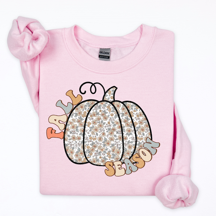 Fall Season Floral Pumpkin (Pink)