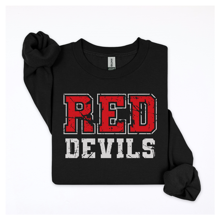 Red Devils Distressed Crew Neck Sweat Shirt