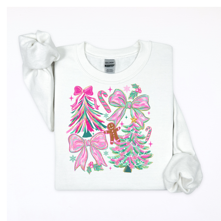 Pink and Green Christmas Crew Neck